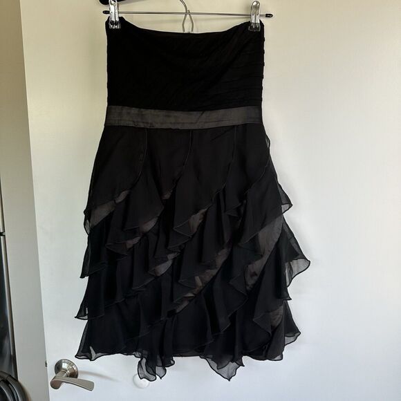 AKIRA CHICAGO Little Black Party Dress Womens M  Chiffon Ruffle - Picture 1 of 12